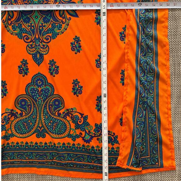 STUDIO EY NWOT KAFTAN Dashiki Pullover One Size Orange Turquoise Gold Festival - Picture 5 of 5